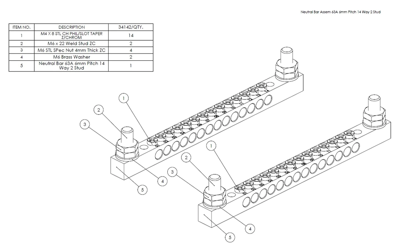 Busbar Brass: AC (Earth + Neutral) with common link