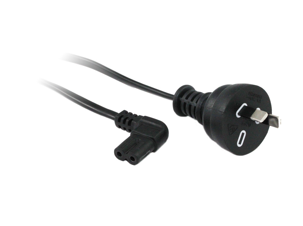 GPO 2pin plug - IEC C7 Figure8 'Side Entry' socket - Black