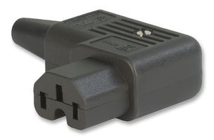 IEC C15 10A (120degC) 'Left Angle' entry socket - Black