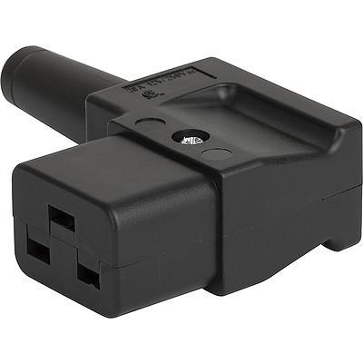 IEC C19 16A 'Left Angle' entry socket - Black