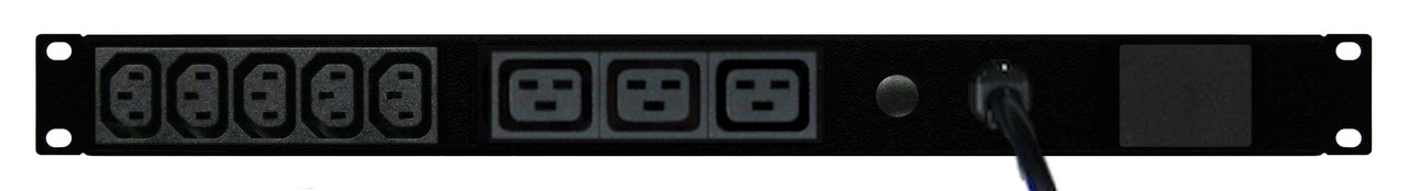 Second image of PDU: 5+3x Outlets | IEC C13+C19 | 19'' 1RU Horizontal | Cable