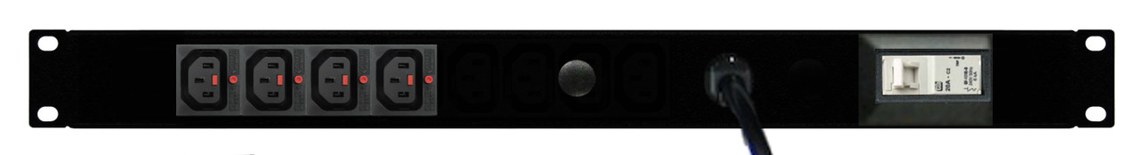 Second image of PDU: 4x Outlets | IEC-Lock C13 | 19'' 1RU Horizontal | Cable