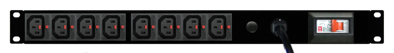 PDU: 8x Outlets | IEC-Lock C13 | 19'' 1RU Horizontal | Cable