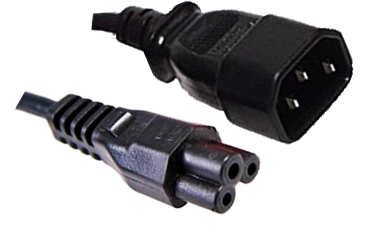 IEC C14 10A plug - IEC C5 'clover' socket (1.0mm2) Black lead