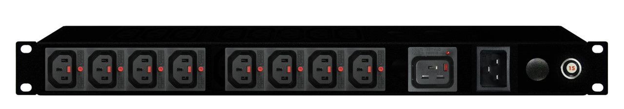 PDU: 8+1x Outlets | IEC-Lock C13 & C19 | 19'' 1RU Horizontal | Inlet