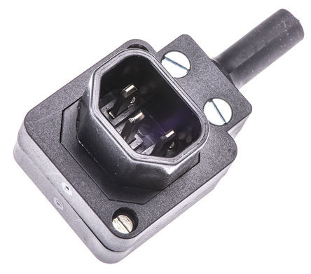 IEC C14 10A plug '4 position' rewireable - Black